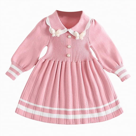 UAYOTSE Toddler Girls Sweater Dress Soft Warm Long Sleeve Knitted Dress for Fall Winter,Sizes 4-5 Years