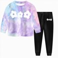thumbnail image 1 of UAYOTSE Toddler Girls Tie Dye Pattern Crewneck Top + Flared Pants 2Pcs Boho Chic Outfit Size 8-9 Years, 1 of 9