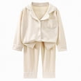 thumbnail image 1 of UAYOTSE Toddler Kids Baby Girl Solid Pjs Ruffle Long Sleeve Shirt Top and Pants Cotton 2Piece Pajamas Set(Light Yellow#3,11-12 Years), 1 of 4
