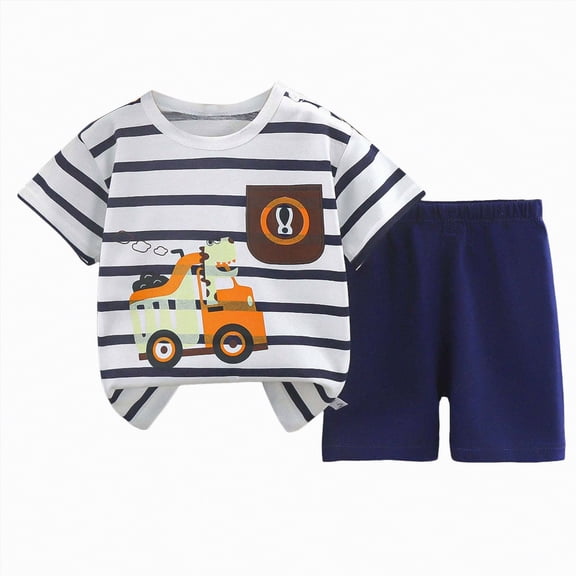 UAYOTSE Toddler Kids Boys Summer Short Sleeve Dinosaur T Shirts Tops Shorts Outfits Clothes Set 2 To 7 Years New Born Clothes for 3 6 12 18 Months 2T Short Sets Summer Pjs,Sizes 2-3 Years