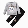 thumbnail image 1 of UAYOTSE Toddler Kids Girls Fall Sweatshirt Set 12 24 Months 3T 4T 5T 6T Long Sleeve Top and Pants 2Pcs Kitty Print Outfit, 1 of 9
