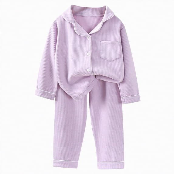 UAYOTSE Toddler Toddler Kids Toddler Girls Boys Soft Comfy Modal Solid Raglan Sleepwear Pajamas Pjs 2pcs Set(Purple&4,6-7 Years)