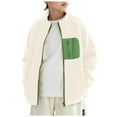 thumbnail image 1 of UAYOTSE Toddler Unisex Kids Fleece Jacket Lightweight Outerwear Boys Girls Long Sleeve Fall Zip Up(S82-Beige,6-7 Years), 1 of 9