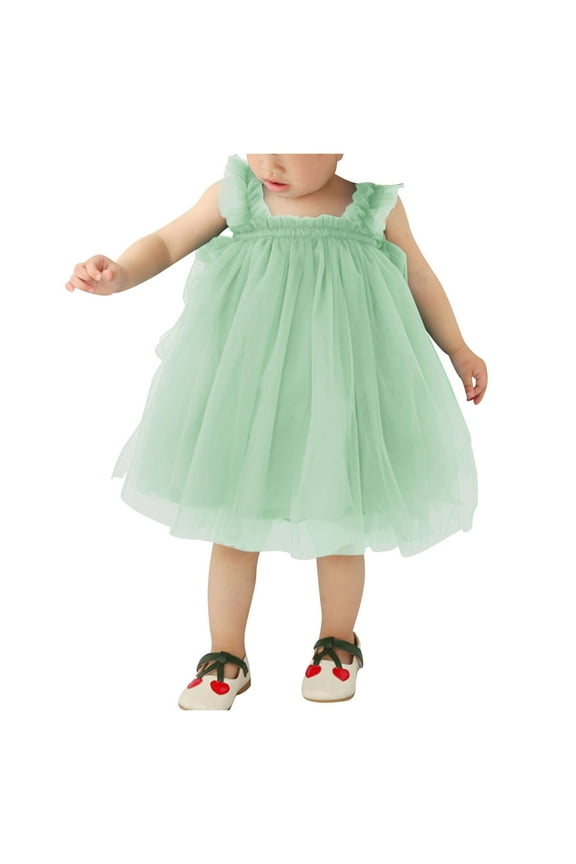 Tulle Ruffle Sleeveless Dress for Toddler Girls,Tutu Dress for Baby Girls Princess Dresses,6-12 Months Mint Green