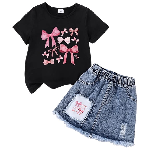 UAYOTSE Tween Girls 6-12 Years Summer 2-Piece Outfit Set - Short-Sleeve Top & Leopard Print Shorts Casual Clothing Set,Sizes 5-6 Years