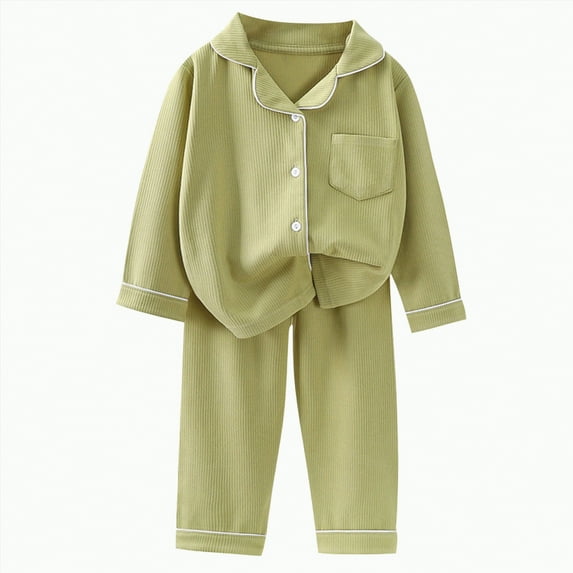 UAYOTSE Two-Piece Pajama Set for Boys & Girls, Soft Viscose from Bamboo Toddler Pajamas for Kids, Family Matching PJs(Green#2,6-7 Years)