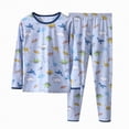 thumbnail image 1 of UAYOTSE Two-Piece Pajama Set for Boys & Girls, Soft Viscose from Bamboo Toddler Pajamas for Kids, Family Matching PJs(Light Blue&2,3-4 Years), 1 of 3