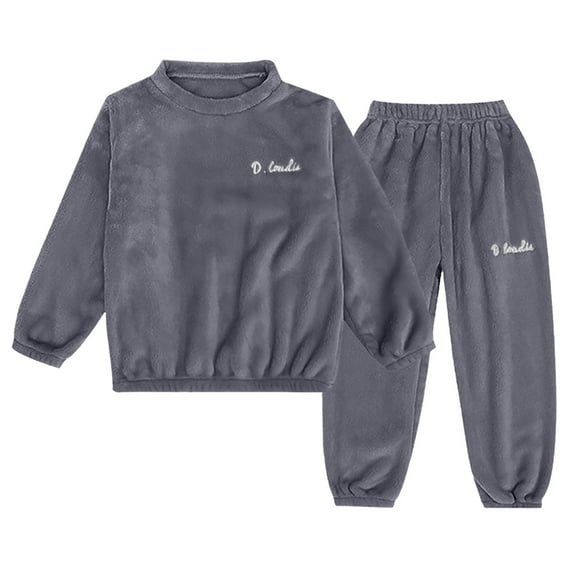 UAYOTSE Unisex Kids Boys and Girls Pajama Sets Winter Long Sleeve Long Pants 2pcs Silky Sleepwear Loungewear,Grey 18-24 Months