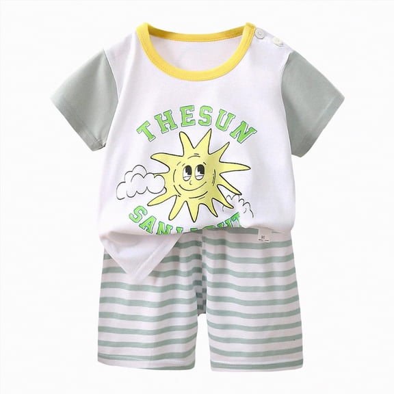 UAYOTSE Unisex Toddler Baby Sleepwear Short Sleeve Pajamas 2-Piece Set Cute Soft Jammies Loungewear Dailywear for Spring Summer Boys Girls,Sizes 3-4 Years
