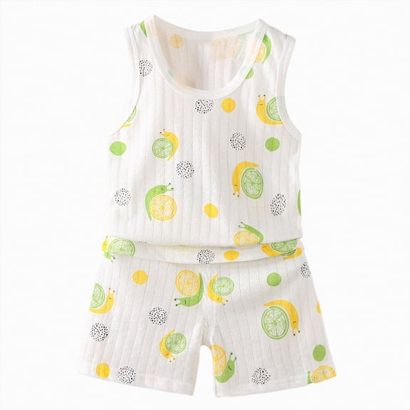 UAYOTSE Unisex Toddler Kids 2-Piece Pajamas Short Sleeve Set Fashion Soft Breathable Loungewear Sleepwear for Spring Summer Boys Girls,Sizes 9-18 Months