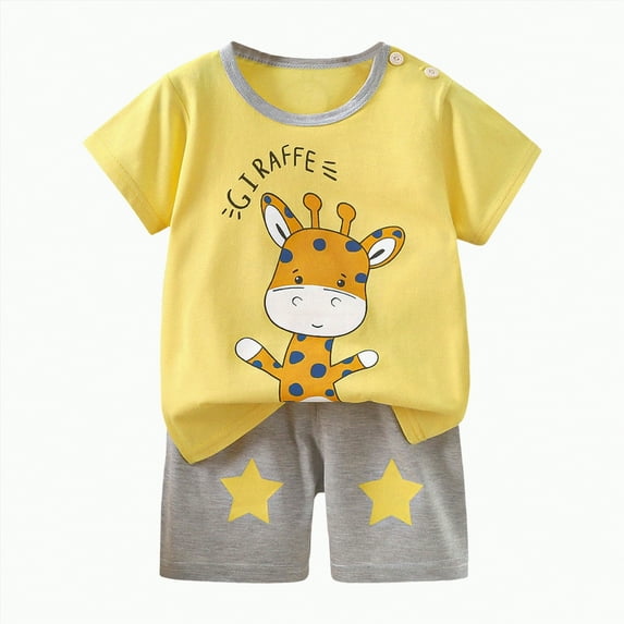 UAYOTSE Unisex Toddler Kids Pajamas 2-Piece Short Sleeve Set Soft Breathable Fashion Loungewear Sleepwear for Spring Summer Boys Girls Little Kids,Sizes 3-4 Years