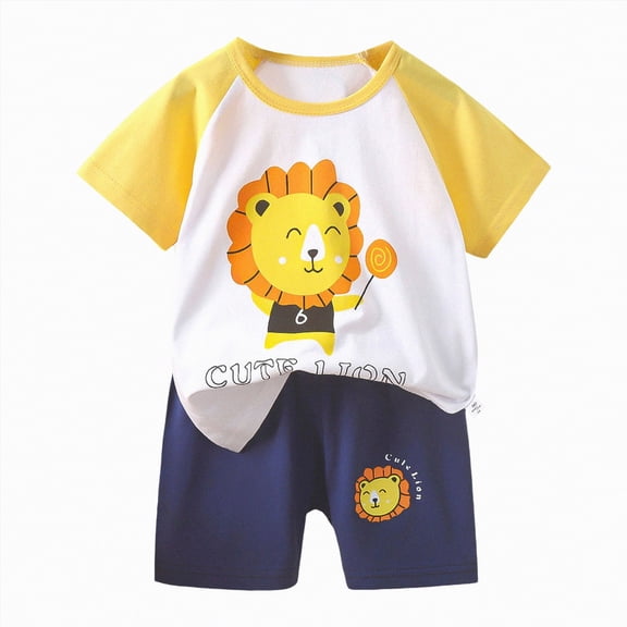 UAYOTSE Unisex Toddler Kids Pajamas 2-Piece Short Sleeve Set Soft Breathable Fashion Loungewear Sleepwear for Spring Summer Boys Girls Little Kids,Sizes 5-6 Years