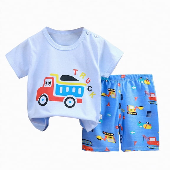 UAYOTSE Unisex Toddler Kids Sleepwear Short Sleeve T-Shirt & Shorts Set Breathable Pajamas Fashion Homewear Daily Outfit for Spring Summer Boys Girls,Sizes 4-5 Years
