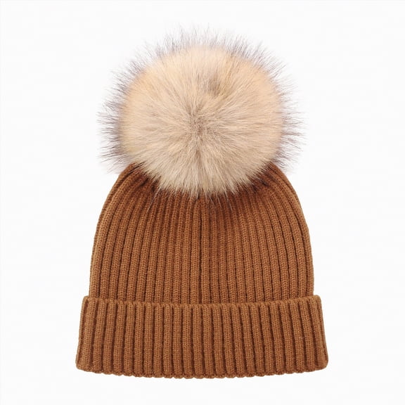 UAYOTSE Winter Pullover Hat Children's Double Ear Hat Solid Color Cute Knitting Yarn Men's and Women's Baby Hat,Sizes 0-3 Years