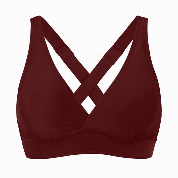 UAYOTSE Women Plus Size with Bra Women Lace Up Swimwear Tops Full Coverage Bikini Top Push Up Swim Crop Top Tie Back Bathing Suit Tops,Sizes M