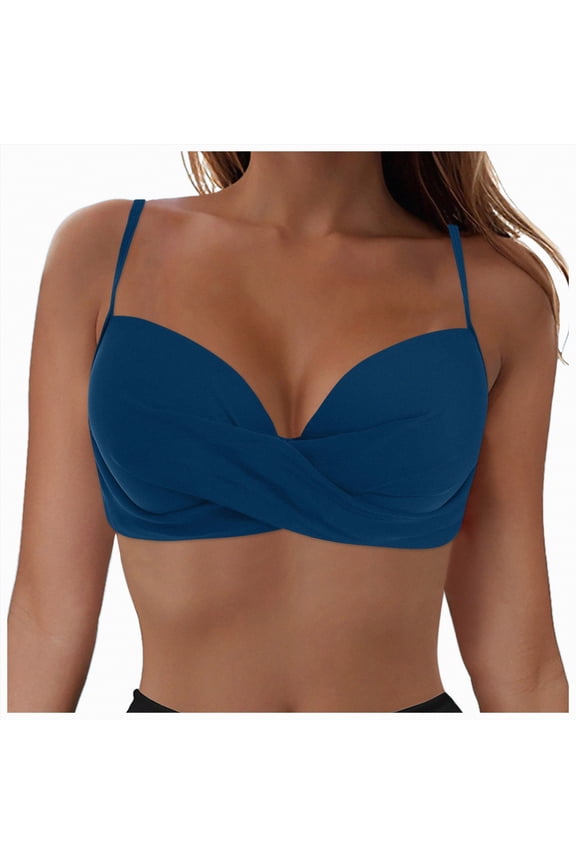 Women's Black Push Up Bikini Top Twist Front Underwire Bathing Suit,Sizes S