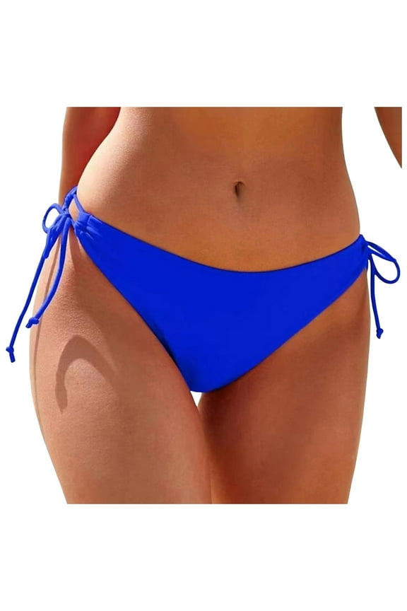 Women's Cheeky High Leg Bikini Bottom Mid Rise Swim Bottom,XL Blue