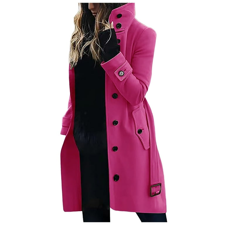 UAYOTSE Women's Classic Double Long Wool Pea Coat Fashion Winter
