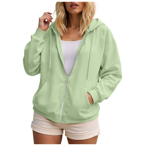 UAYOTSE Women's Fleece Lined Zip Up Hoodies Casual Hooded Jacket Workout Full Zip Sweatshirts Pocket Coats(G233-Light Green,S)