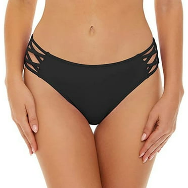 UAYOTSE Women's Full Coverage Swim Bottom Tie Sides Bikini Bottom,XXL Black
