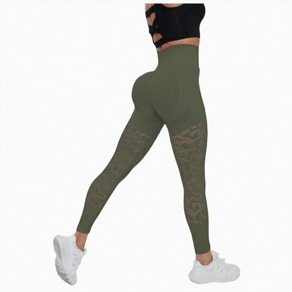 UAYOTSE Women's High Waist Running Workout Leggings for Yoga Tights Stretch Pants(AG&1,L)