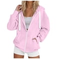 thumbnail image 1 of UAYOTSE Women's Hooded Sweatshirt Casual Soft Brushed Fleece Hoody Drop Shoulder Full Zip Up Hoodie(G221-Pink,M), 1 of 4