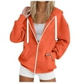 thumbnail image 1 of UAYOTSE Women's Hooded Sweatshirt Casual Soft Brushed Fleece Hoody Drop Shoulder Full Zip Up Hoodie(G222-Red,3XL), 1 of 4