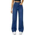 thumbnail image 1 of UAYOTSE Women's Jeans High Waisted Straight Leg Stretchy Jeans Trendy Wide Leg Tummy Control Loose Casual Denim Pants(A260-Pink,4XL), 1 of 9