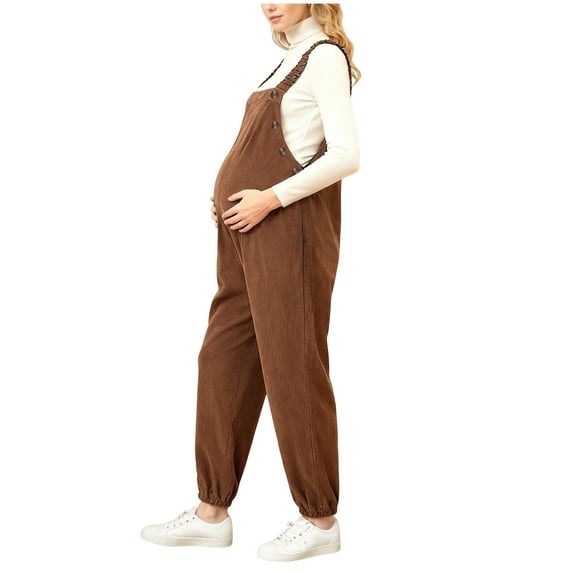 UAYOTSE Women's Maternity Jumpsuits Sleeveless Rib Knitted Straight Leg Overalls Romper,Sizes M