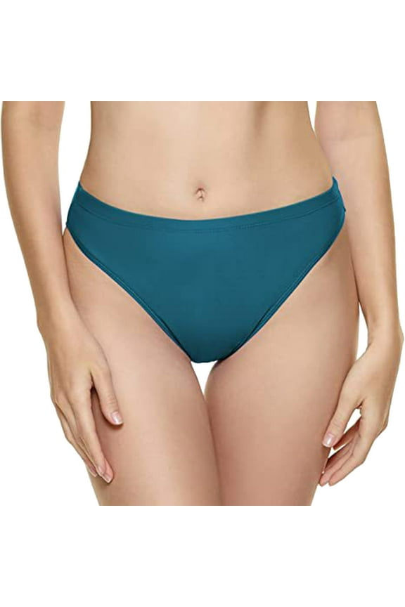 Women's Sexy Brazilian Cut Bikini Bottom Solid Low Rise High Leg Thong Swimsuit Bottom,S Green