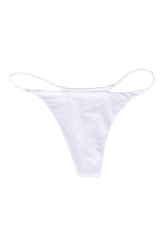 Women's Sexy Thong Brazilian Cut Low Rise High Leg Bikini Bottom,S White