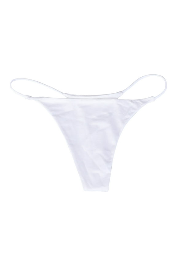 Women's Thong Bikini Bottom High Cut V Cheeky Brazilian Swimsuit Bottom,XL White