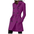 thumbnail image 1 of UAYOTSE Women's Winter Double Midi Long Wool Pea Coat Notch Lapel Winter Trench Coat,Purple XXL, 1 of 8