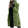 thumbnail image 1 of UAYOTSE Women's Wool Trench Coat Winter Long Thick Overcoat Walker Coats,Green XL, 1 of 8