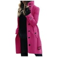 thumbnail image 1 of UAYOTSE Womens Classic Coat Lapel Collar Open Front Belted Long Jacket,Hot Pink XXL, 1 of 5