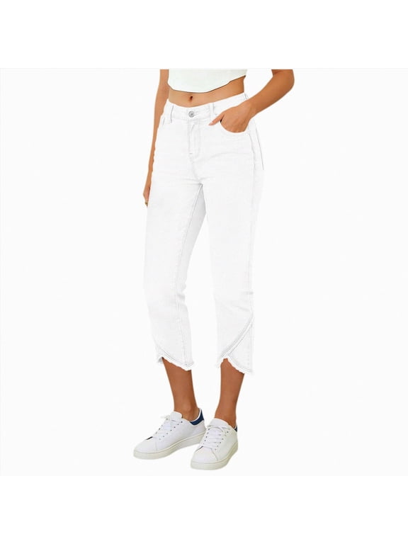 Womens High Waist Pants Fashion Casual Straight Leg Wide Leg Jeans,Sizes XL