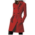thumbnail image 1 of UAYOTSE Womens Long Wool Coat Double Trench Coat Fall Winter Clothes,Red XXL, 1 of 5