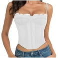 thumbnail image 1 of UAYOTSE Womens Overbust Corset Tie Front Lace-up Back Bustier Shapewear Top,White L, 1 of 7