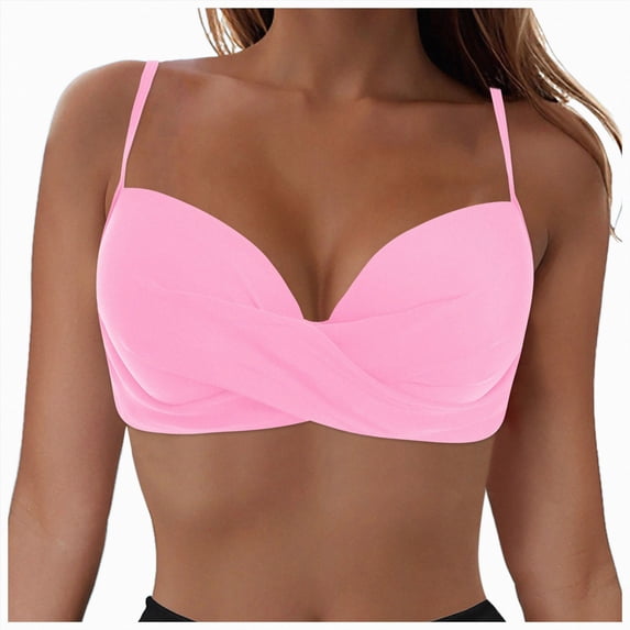 UAYOTSE Womens Ruched Front Bikini Top Criss Coss Back Adjustable Spaghetti Straps Bathing Suit Swimsuit Top,Sizes XL