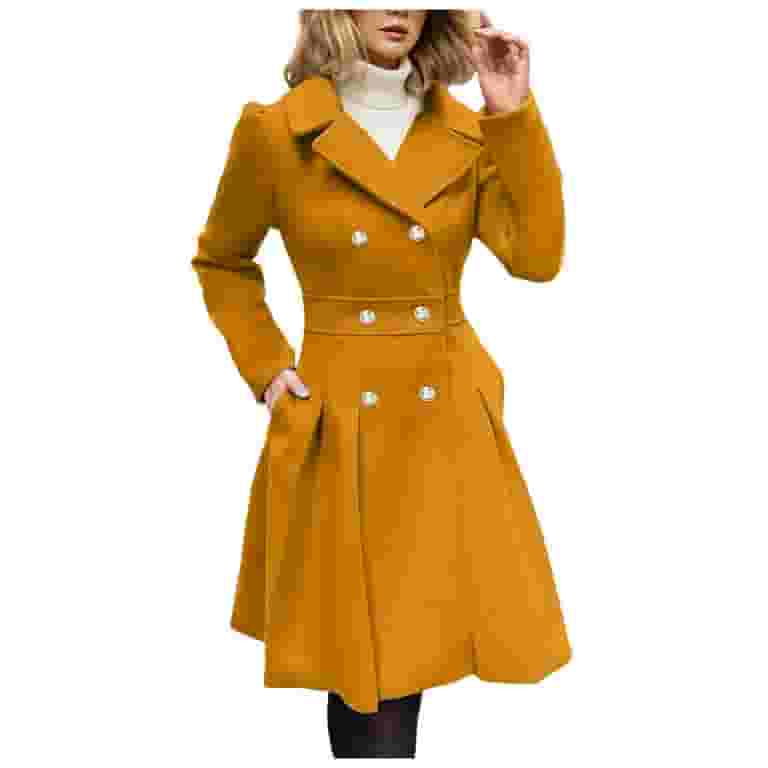 UAYOTSE Womens Trench Coat Notched Lapel Double Long Jacket UAYOTSE Womens Trench Coat Notched Lapel Double Long Jacket