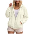 thumbnail image 1 of UAYOTSE Womens Zip Up Hoodies 2025 Oversized Hoodie for Women Trendy Hooded Sweatshirts Fall Winter Zipper Y2k Jacket(G122-Beige,XL), 1 of 9