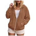 thumbnail image 1 of UAYOTSE Womens Zip Up Hoodies 2025 Oversized Hoodie for Women Trendy Hooded Sweatshirts Fall Winter Zipper Y2k Jacket(G125-Coffee,M), 1 of 9