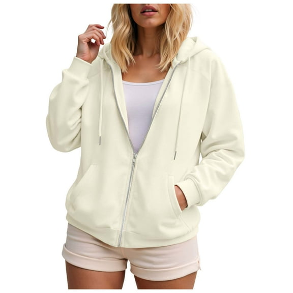 UAYOTSE Womens Zip Up Hoodies Fleece Jackets Oversized Sweatshirts Fall Fashion Outfits 2025 Sweaters Winter Clothes(G16-Beige,M)