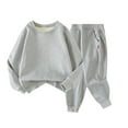 thumbnail image 1 of UAYOTSE Youth Fashion Fleece Pullover Hoodie and Sweatpants Suit for Boys Girls 2 Piece Outfit Sweatshirt Set,Grey 8-9 Years, 1 of 3