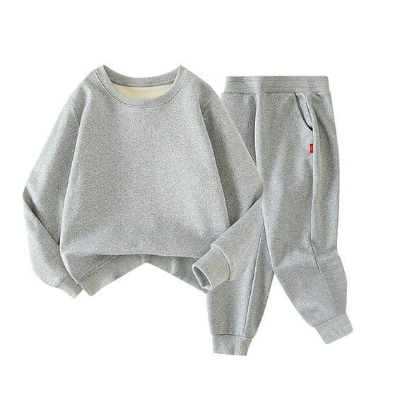 UAYOTSE Youth Fashion Fleece Pullover Hoodie and Sweatpants Suit for Boys Girls 2 Piece Outfit Sweatshirt Set,Grey 8-9 Years
