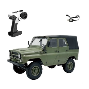UAZ-469 RC Off-Road Crawler RTR, 1/12 Scale 4WD 2.4GHz Full Proportional Remote Control Truck with Dual 7.4V 500mAh Batteries, Foldable Windshield & Roof Tent, Gift for Adults