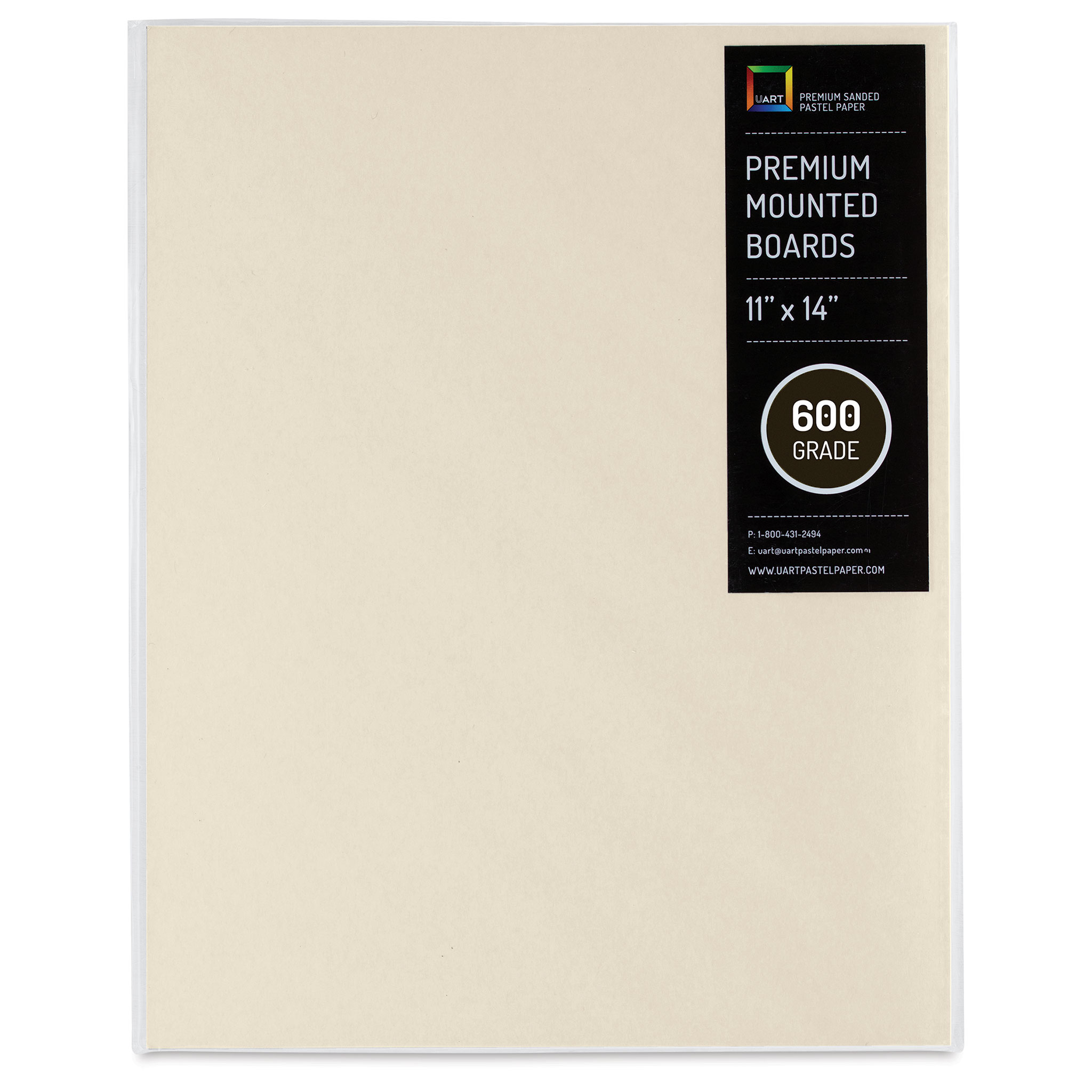 UArt Premium Sanded Pastel Paper Board 11" x 14", Neutral, 600 Grit