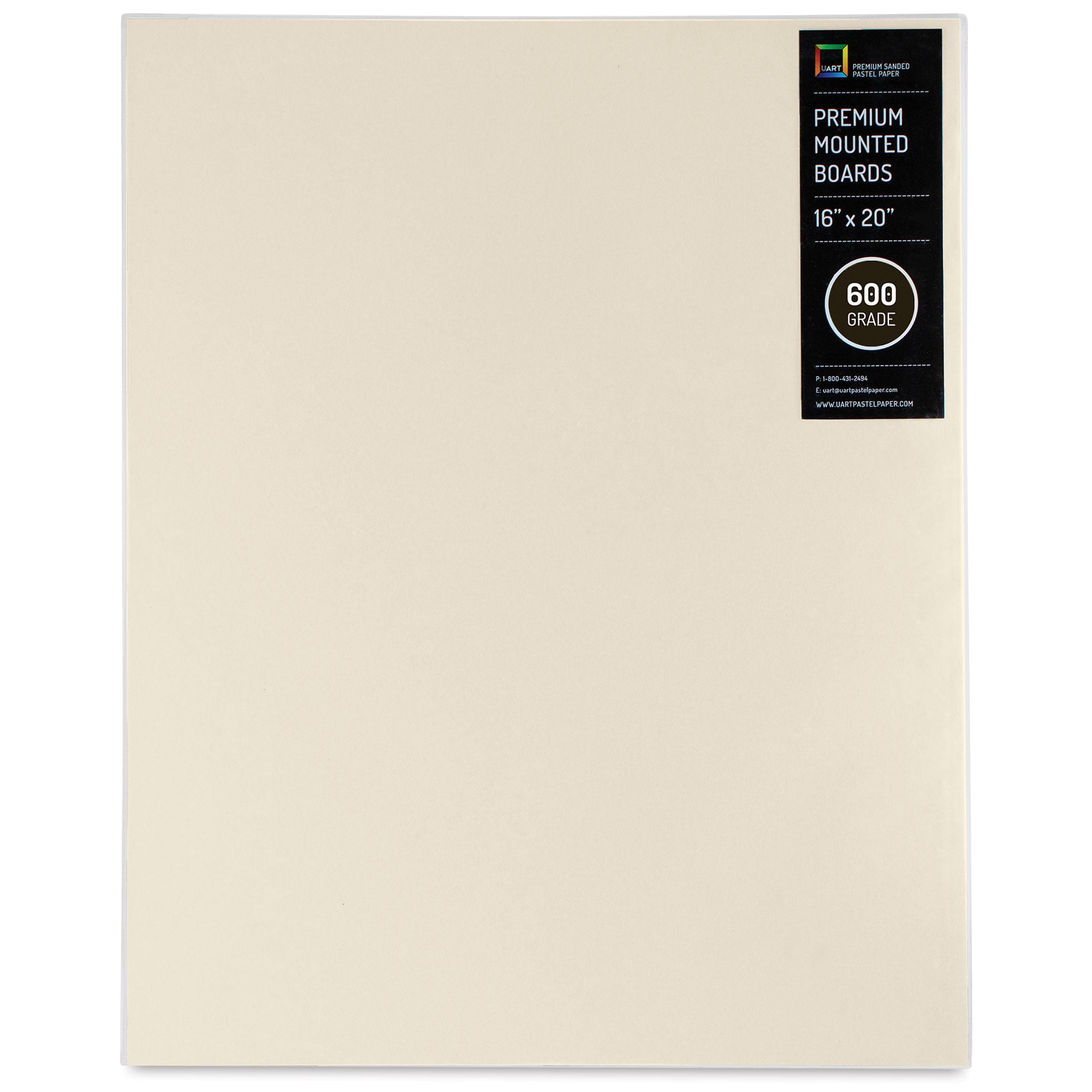 UArt Premium Sanded Pastel Paper Board 16" x 20", Neutral, 600 Grit