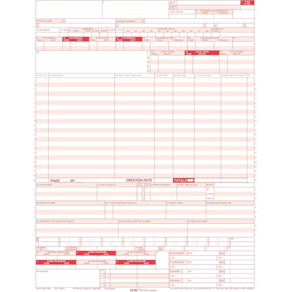 UB-04 (CMS 1450) Health Hospital Insurance Claim Form, Laser 8-1/2 x 11 2500 Per Carton