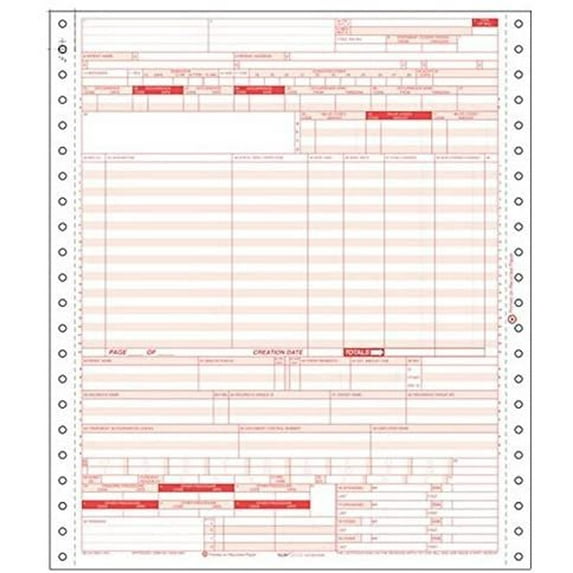 UB-04 Hospital Claim Form 1-Part Continuous 2,500/case